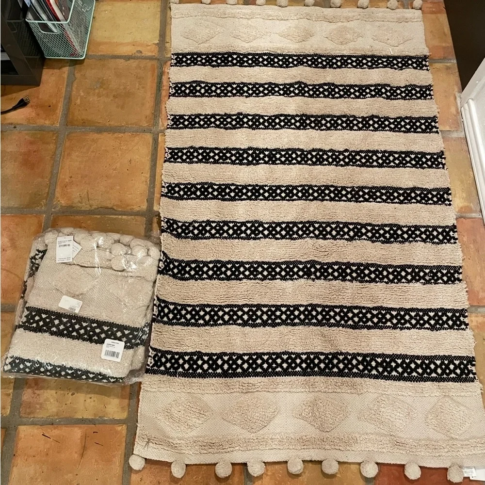 2 Nordstrom Cream Textured Rugs